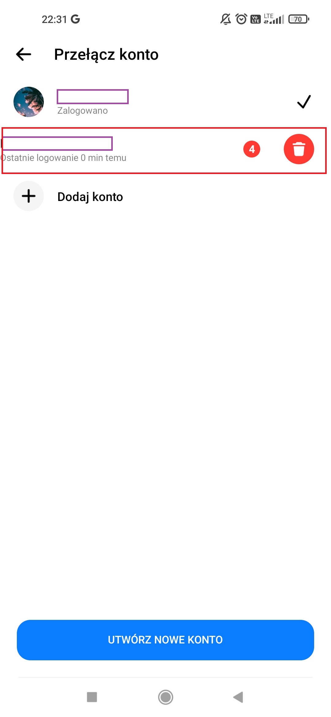 Usuwanie konta na Messengerze